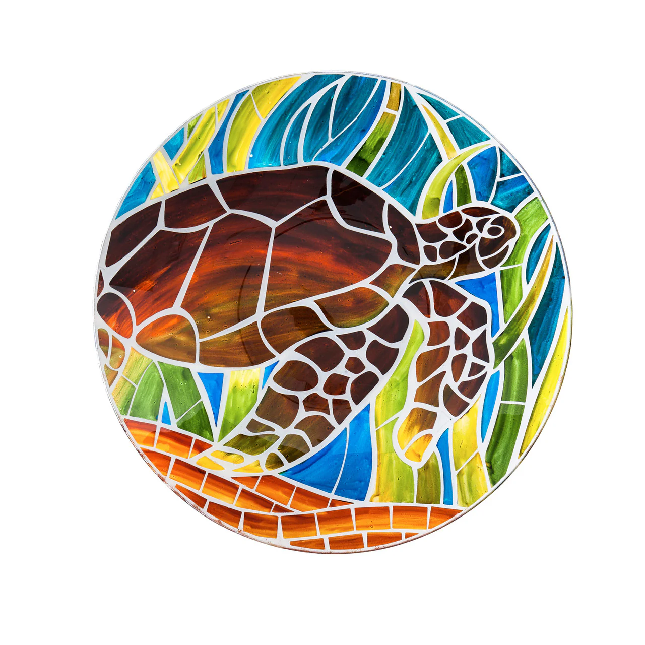 Glass Bird Bath, Art Nouveau Tortoise - 18 inch