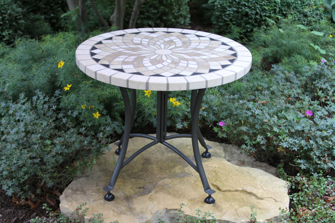 Patio Seating - 24" Spanish Marble Accent Table - 24 inch - Image 3
