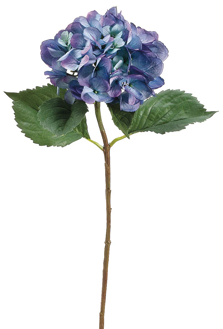 Faux Hydrangea Spray Blue Helio - 27 inch