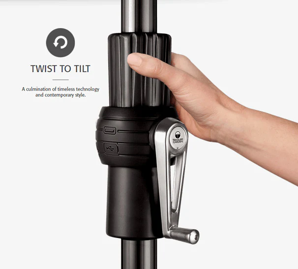 9' Starlux Twist Tilt Umbrella, Black Frame - Black - Image 8