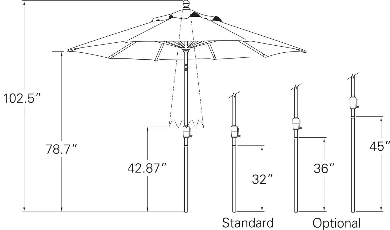 9' Push Button Tilt Umbrella, Bronze Frame - Kiwi - Image 5