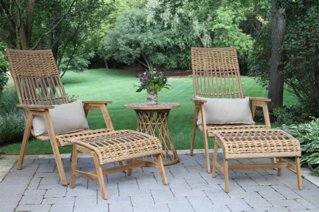 Bohemian Teak and Wicker Lounger Chair with pillow - Image 3