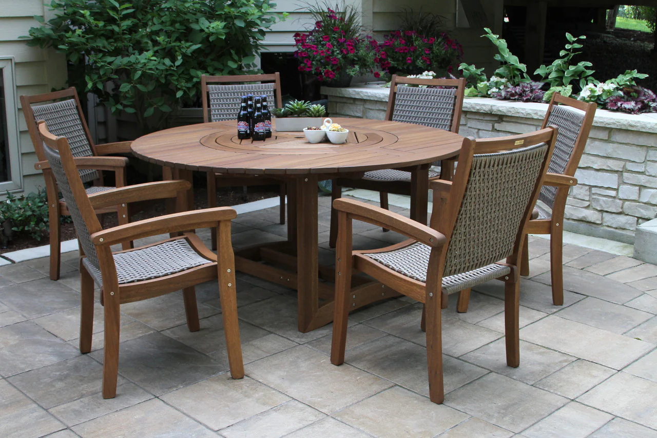 Patio Dining - Eucalyptus 7Pc Lazy Susan Dining Set