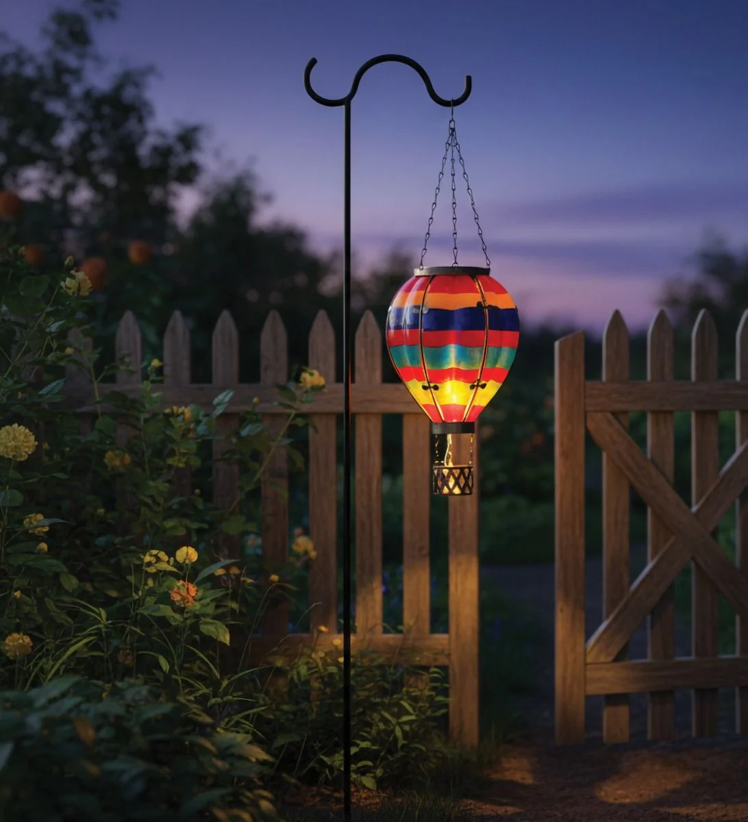 Hot Air Balloon Solar Lantern - Multi Stripe - Image 3