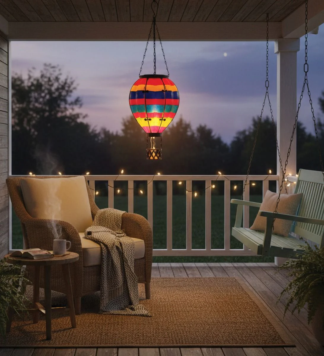 Hot Air Balloon Solar Lantern - Multi Stripe - Image 4