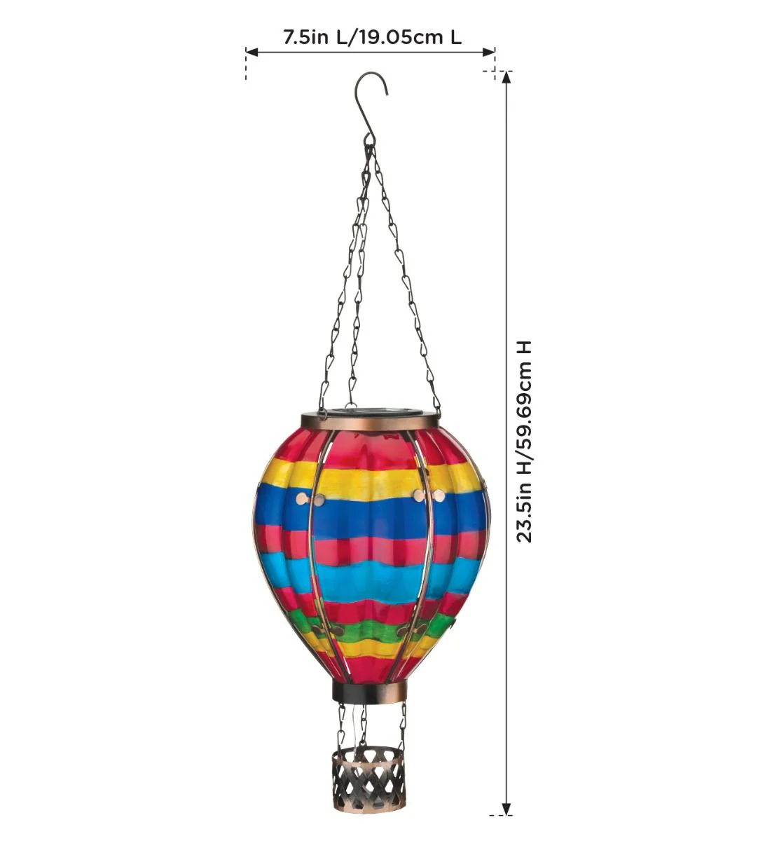 Hot Air Balloon Solar Lantern - Multi Stripe - Image 5