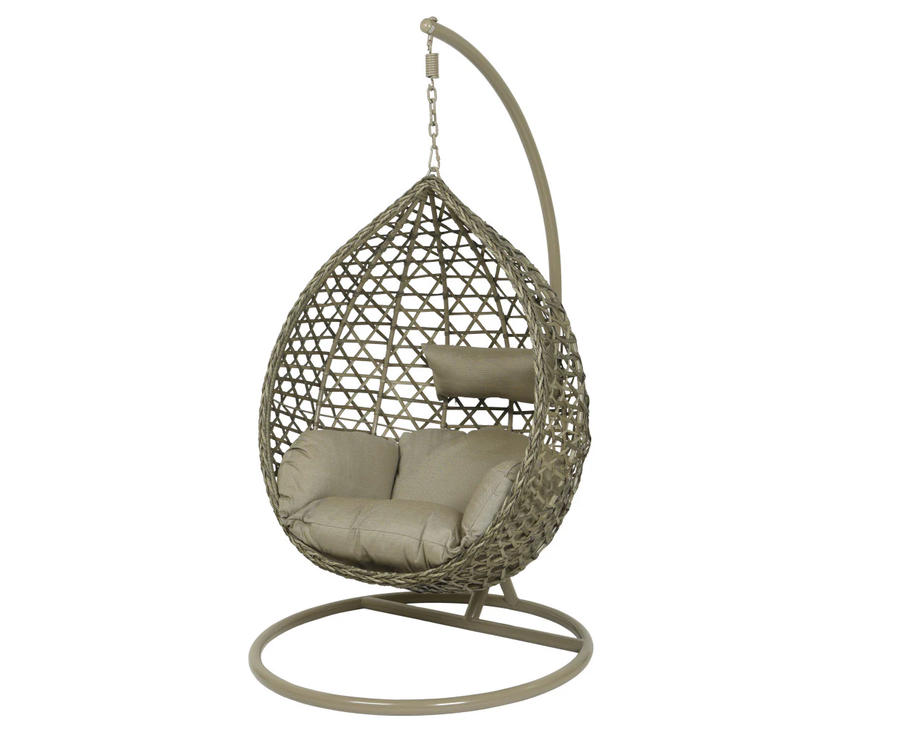 Patio Seating - Hanging Chair Montreal Taupe With Sesame Cushion - 73 inch