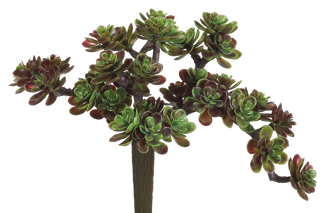 Faux Sedum Pick with Green/Burgundy - 5 inch