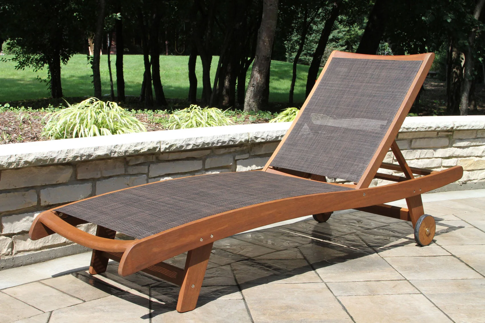 Eucalyptus & Brown Sling Chaise Lounger