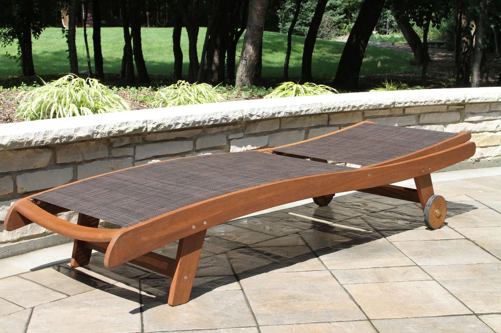 Eucalyptus & Brown Sling Chaise Lounger - Image 2