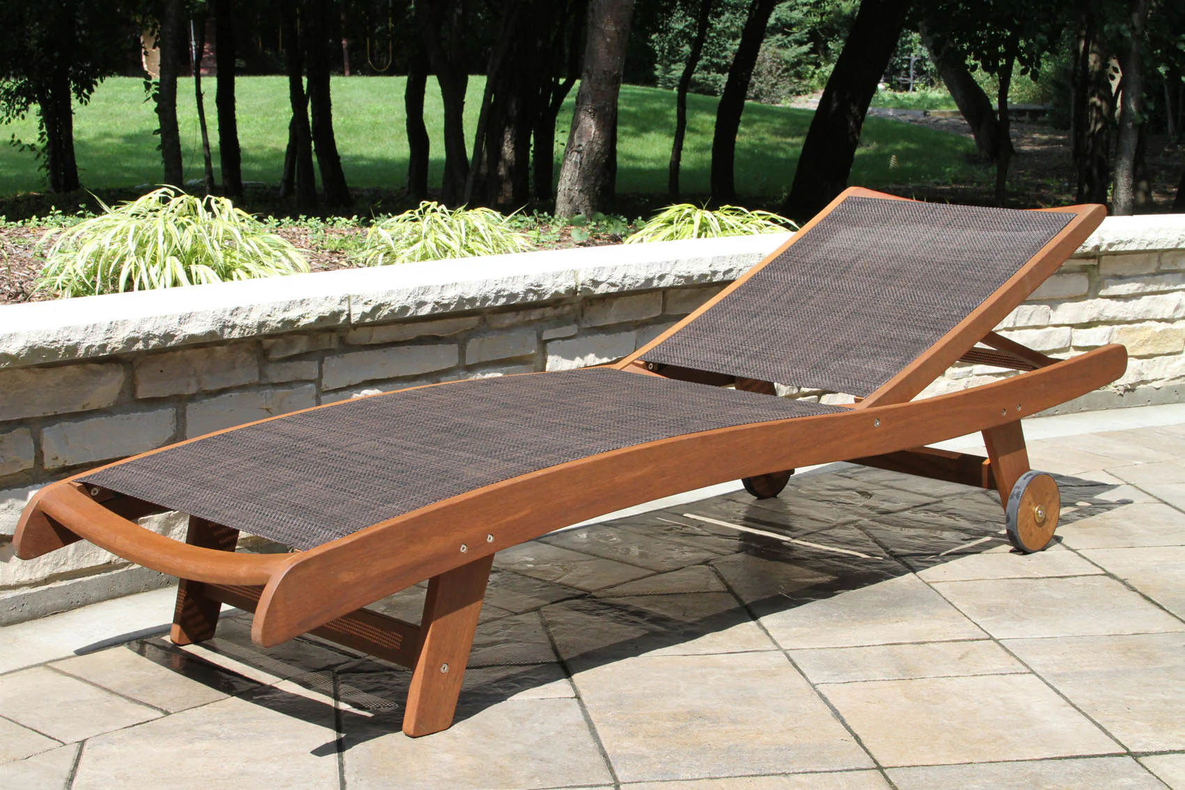 Eucalyptus & Brown Sling Chaise Lounger - Image 3