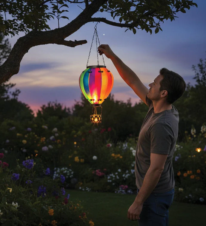 Hot Air Balloon Solar Lantern – Rainbow - Image 11