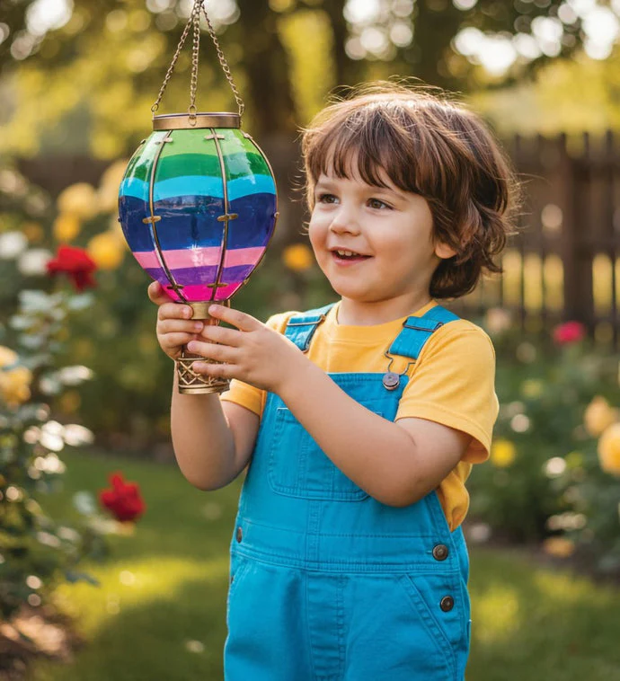 Hot Air Balloon Solar Lantern - Stripe - Image 3