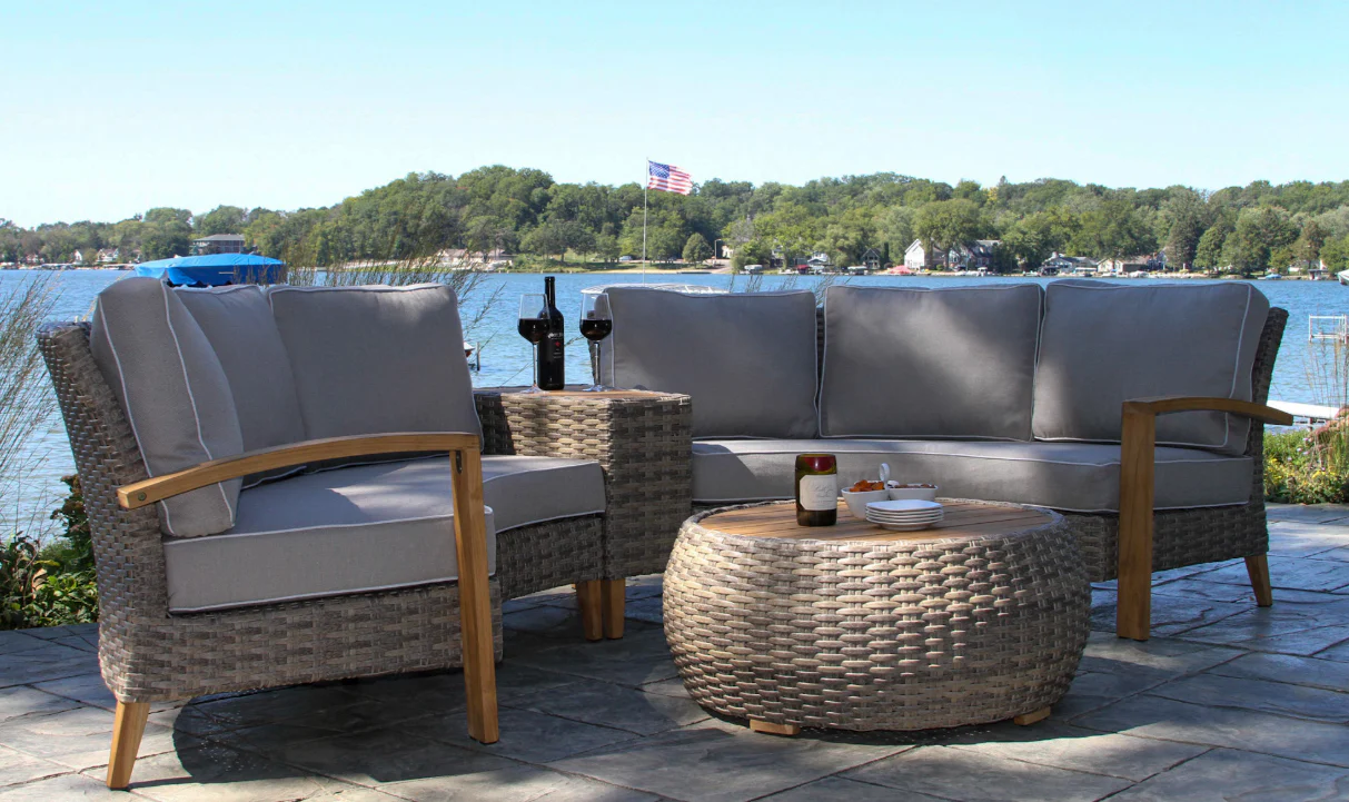Teak Eucalyptus Half Round Sectional Set