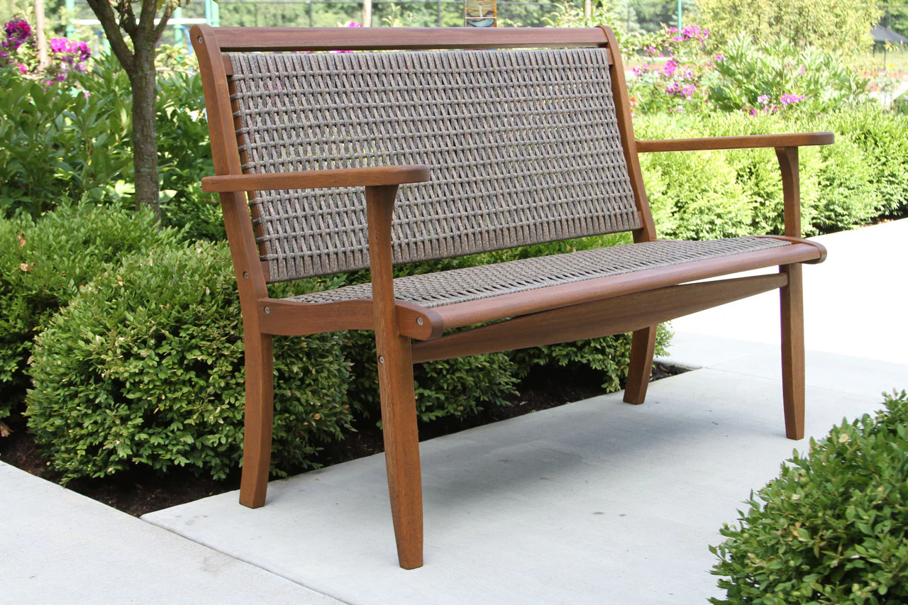 Driftwood Grey Wicker & Eucalyptus Bench