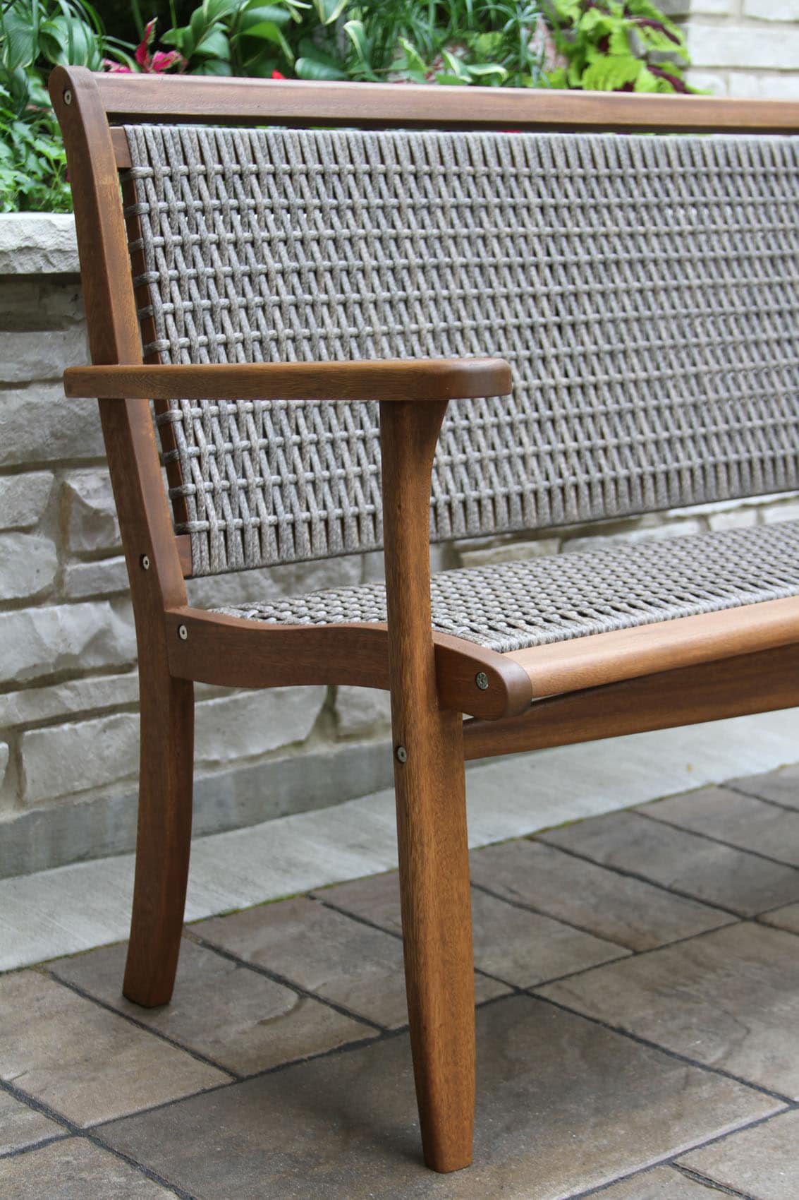 Driftwood Grey Wicker & Eucalyptus Bench - Image 4