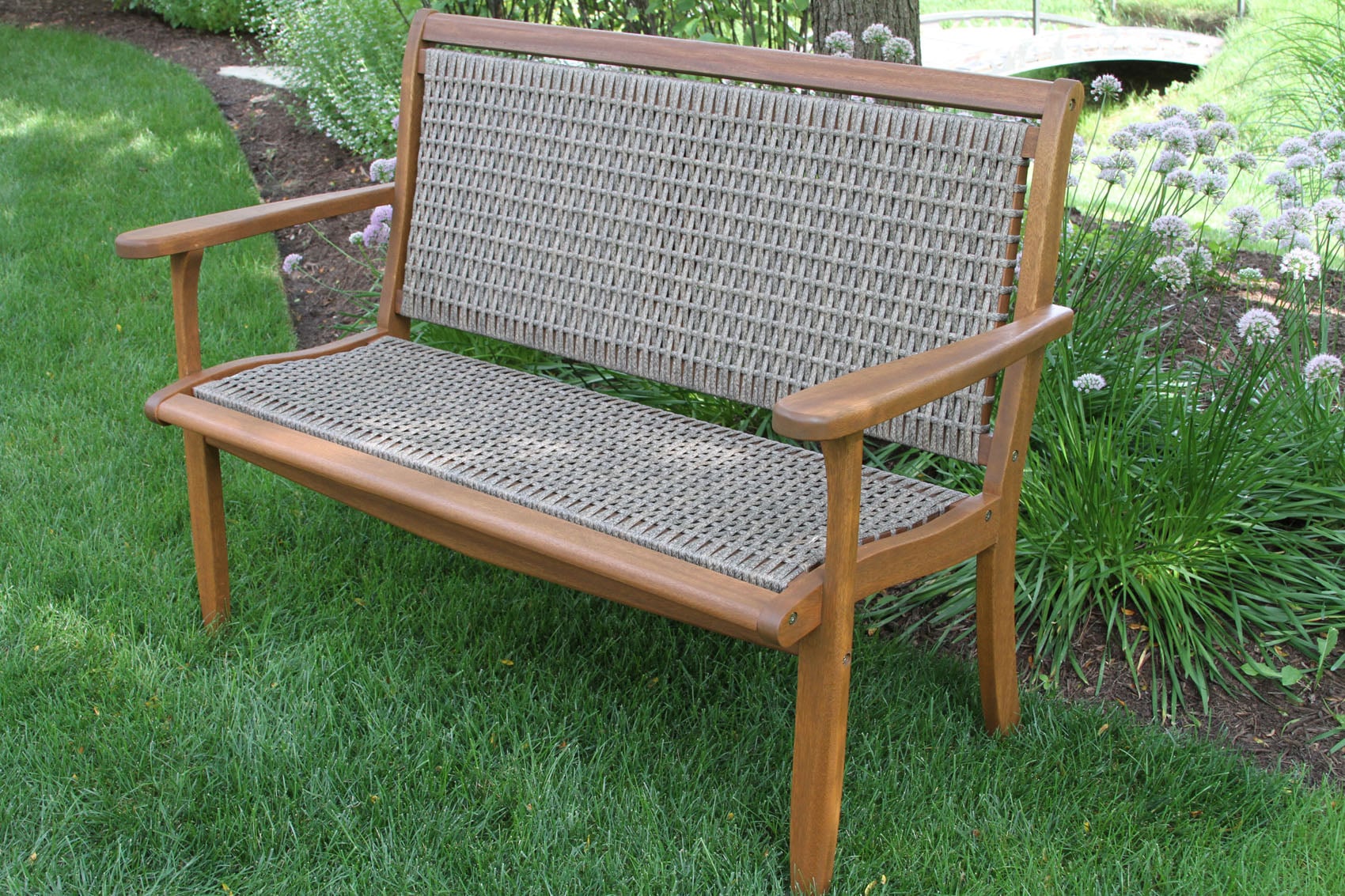 Driftwood Grey Wicker & Eucalyptus Bench - Image 5