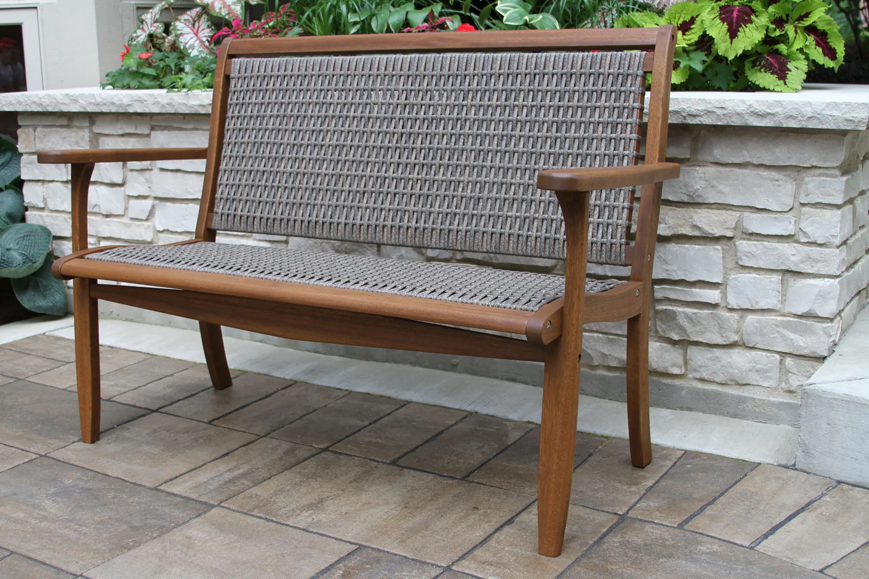 Driftwood Grey Wicker & Eucalyptus Bench - Image 7