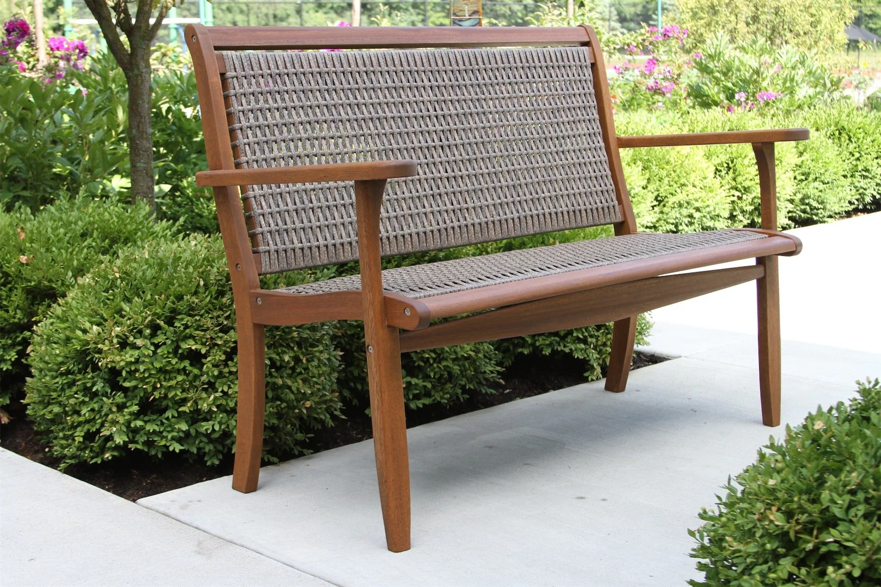 Driftwood Grey Wicker & Eucalyptus Bench - Image 8
