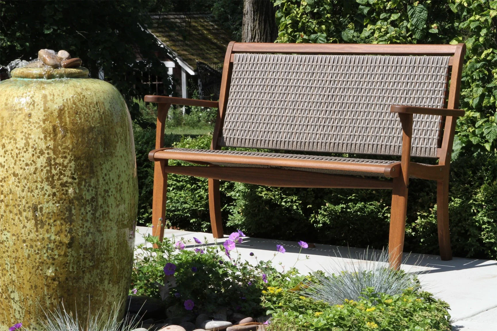 Driftwood Grey Wicker & Eucalyptus Bench - Image 9